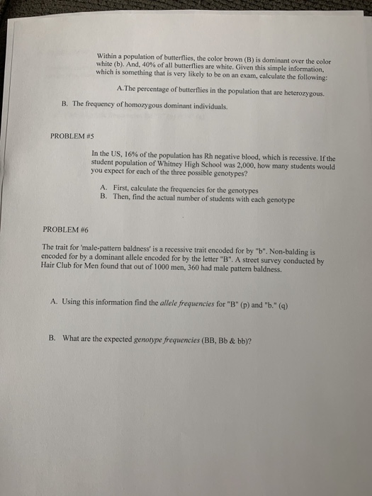 Solved Name: Hardy Weinberg Practice Problems The | Chegg.com