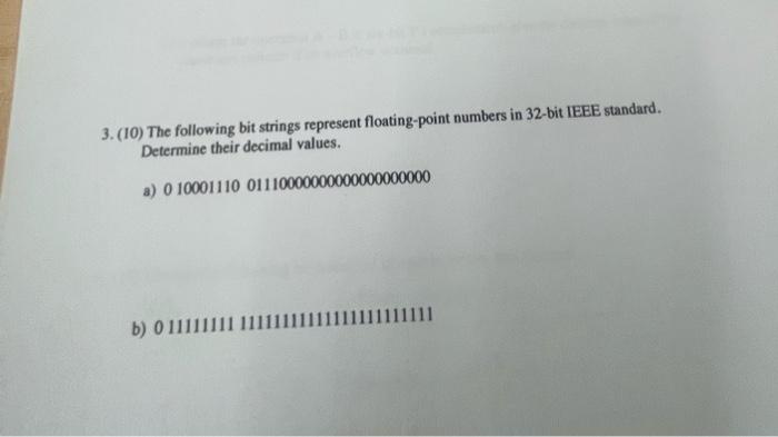 Solved 3. (10) The following bit strings represent | Chegg.com