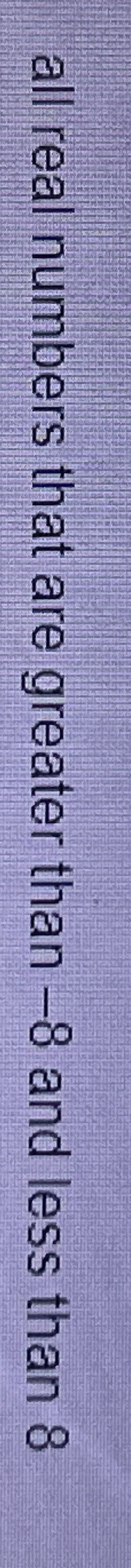 Solved all real numbers that are greater than -8 ﻿and less | Chegg.com