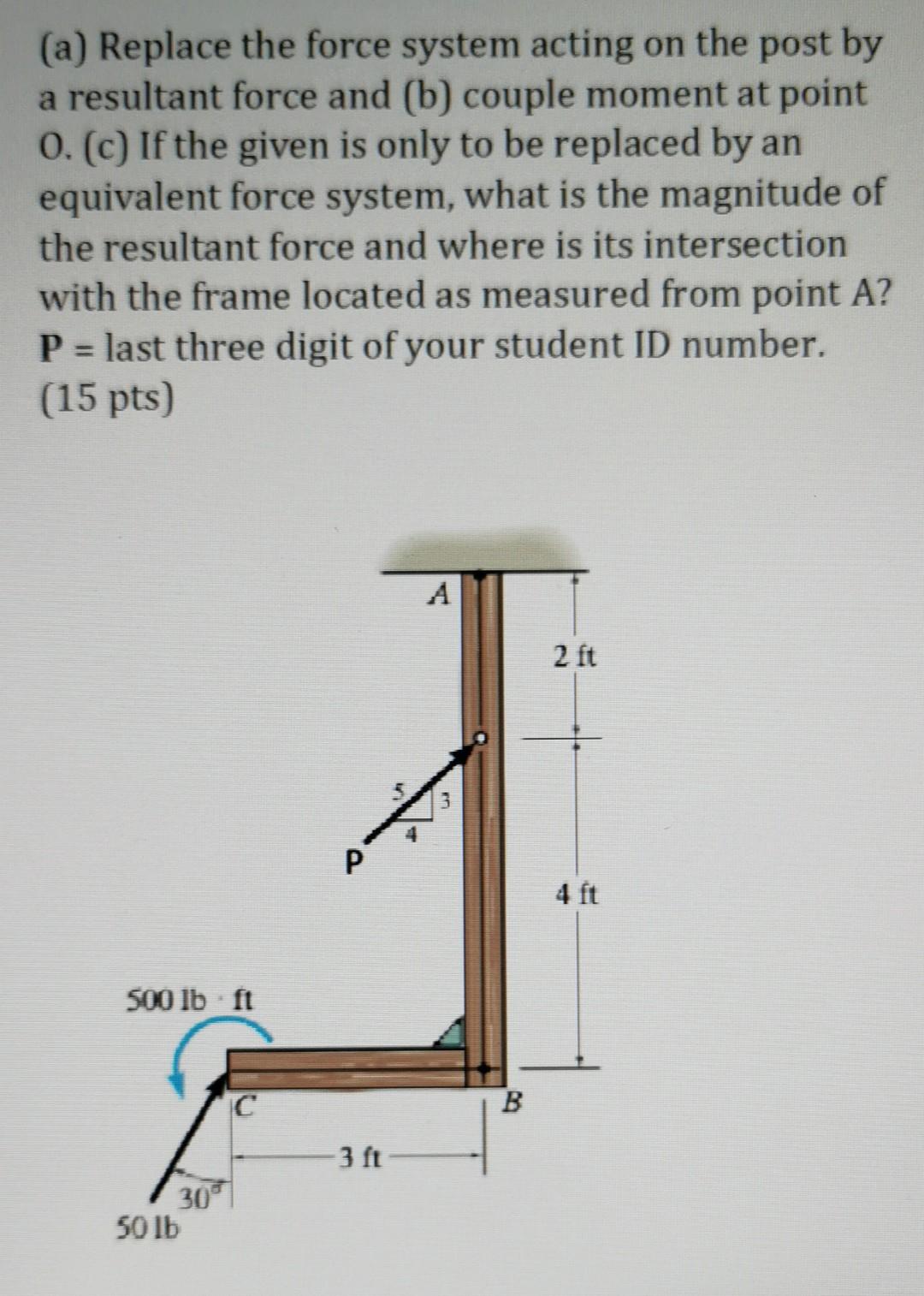 Solved (a) Replace The Force System Acting On The Post By A | Chegg.com