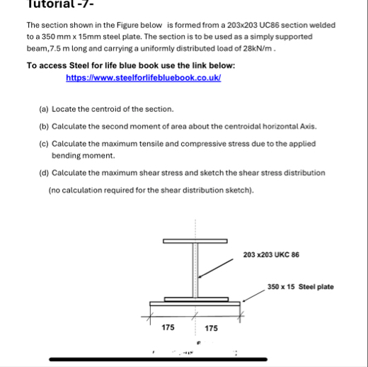 Iutorial-7-The section shown in the Figure below is | Chegg.com