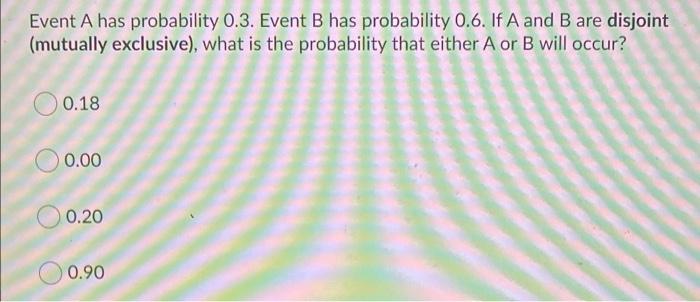 Solved Event A Has Probability 0.3. Event B Has Probability | Chegg.com