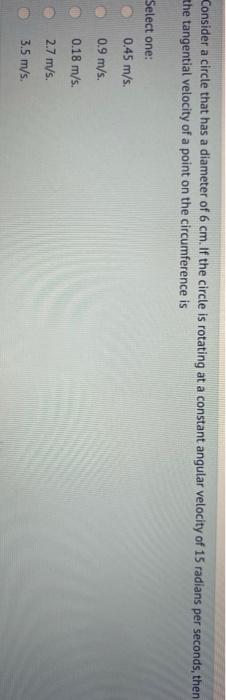 Solved Consider a circle that has a diameter of 6 cm. If the | Chegg.com