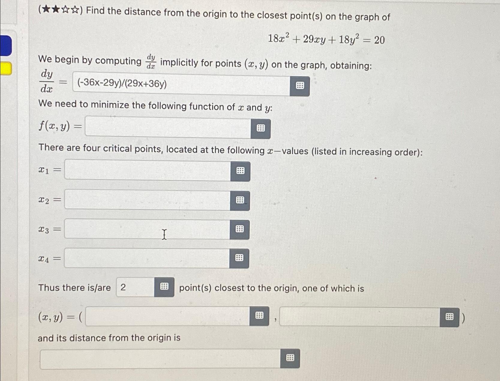 Solved (*********Δ) ) ﻿Find the distance from the origin to | Chegg.com