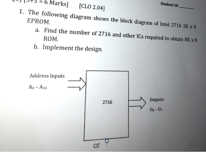 Solved Student Id: U[3+3 = 6 Marks] [CLO 2.04] 1. The | Chegg.com