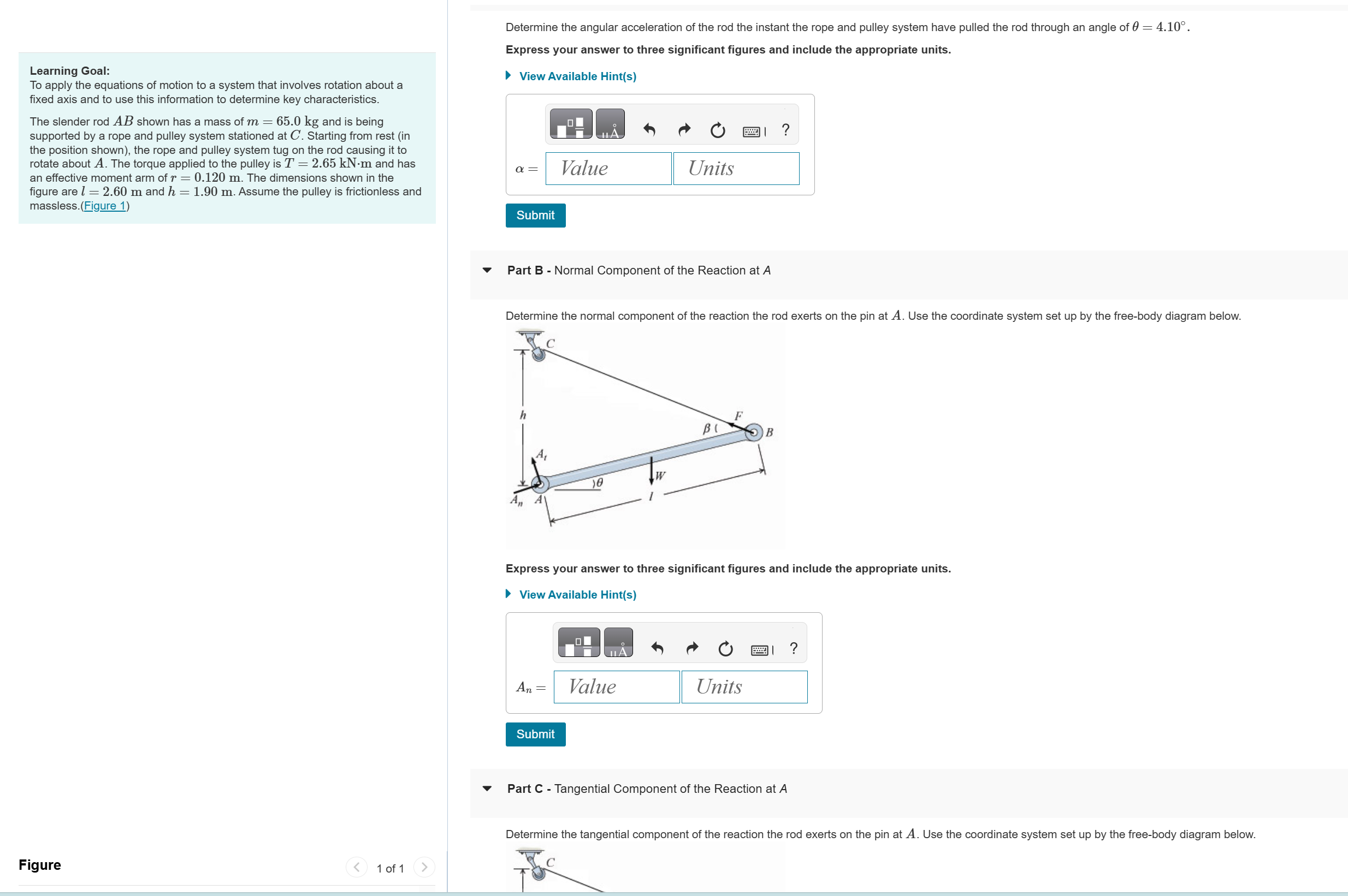 Solved Determine the angular acceleration of the rod the | Chegg.com
