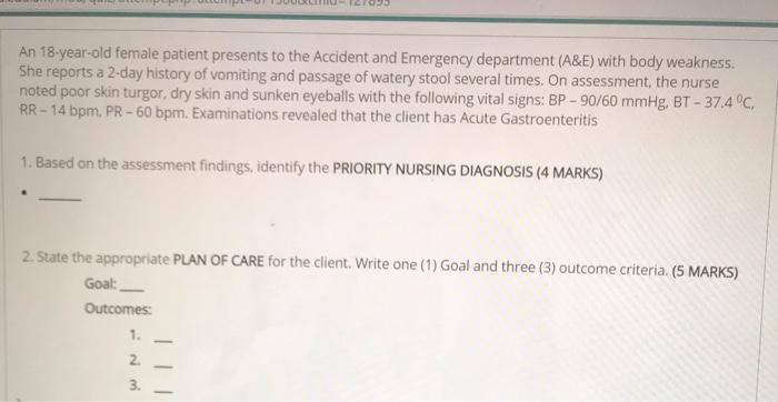 Solved An 18 Year Old Female Patient Presents To The Chegg Com