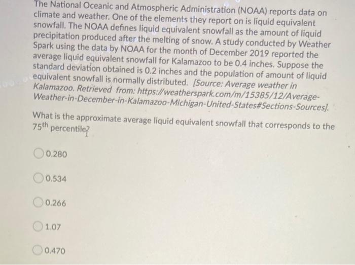 Solved The National Oceanic And Atmospheric Administration | Chegg.com