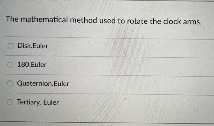 Solved The mathematical method used to rotate the clock | Chegg.com