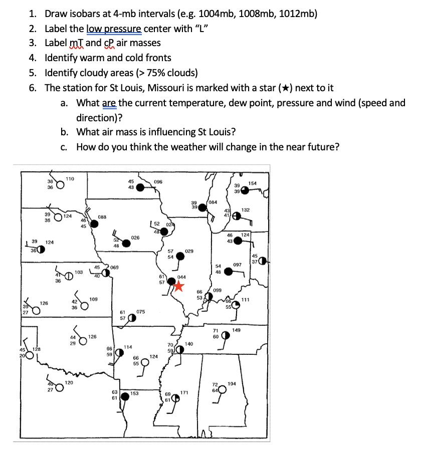 Solved Draw isobars at 4mb ﻿intervals