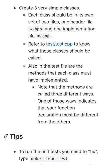 Solved • Create 3 very simple classes. • Each class should | Chegg.com