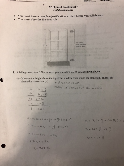 Solved Block: AP Physies I Problem Set 7 Collaboration okay | Chegg.com