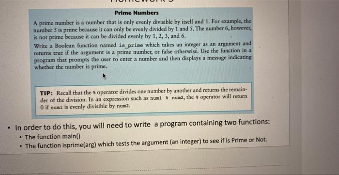 Solved Prime Numbers A prime number is a number that is only 