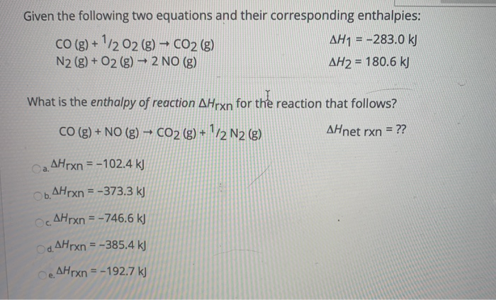 Solved Given the following two equations and their | Chegg.com
