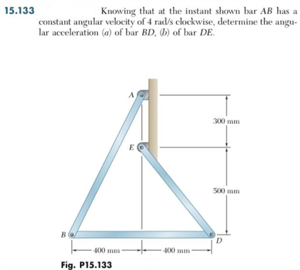 Solved Knowing that at the instant shown bar AB has a | Chegg.com
