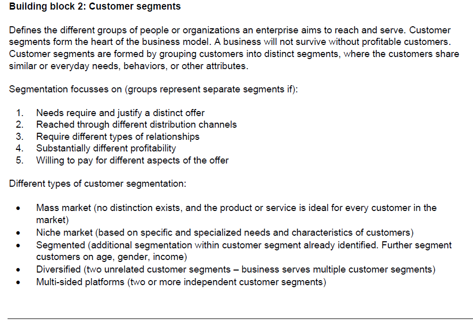 Solved Building block 2: Customer segmentsDefines the | Chegg.com