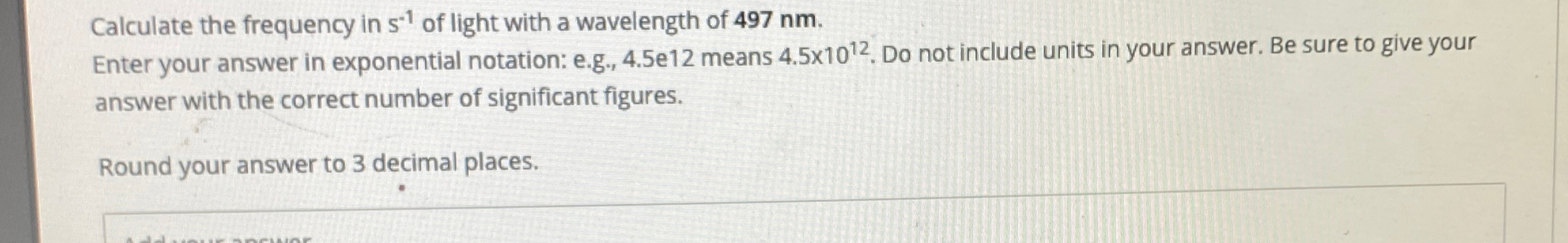 Solved Calculate the frequency in s-1 ﻿of light with a | Chegg.com