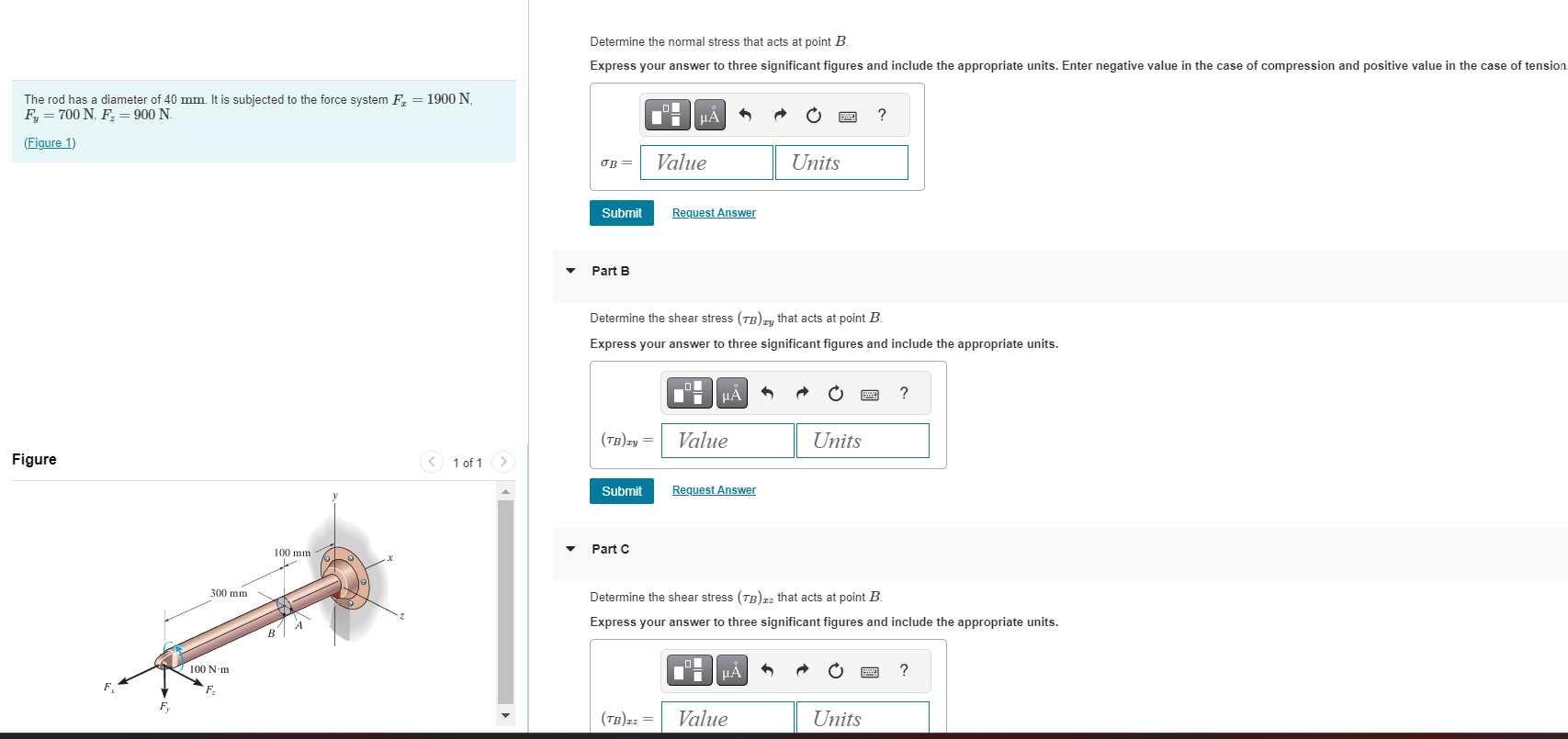 Solved Determine the normal stress that acts at point | Chegg.com
