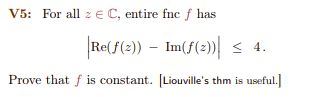 Solved V5: For all zinC, entire fnc f | Chegg.com