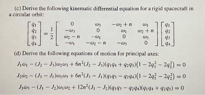 Solved (c) Derive the following kinematic differential | Chegg.com