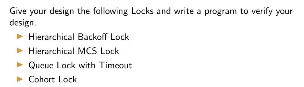Solved Give your design the following Locks and write a | Chegg.com