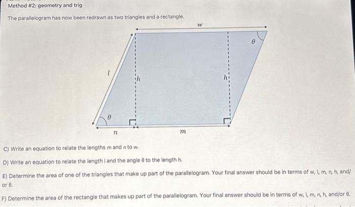 Solved You will calculate the area of the parallelogram | Chegg.com