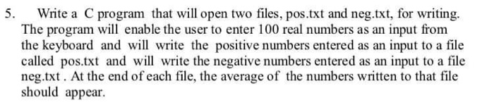 Solved 5. Write a C program that will open two files, | Chegg.com