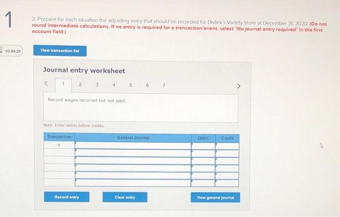 Solved 1 2. Prepare For Each Situation The Adjusting Entry | Chegg.com