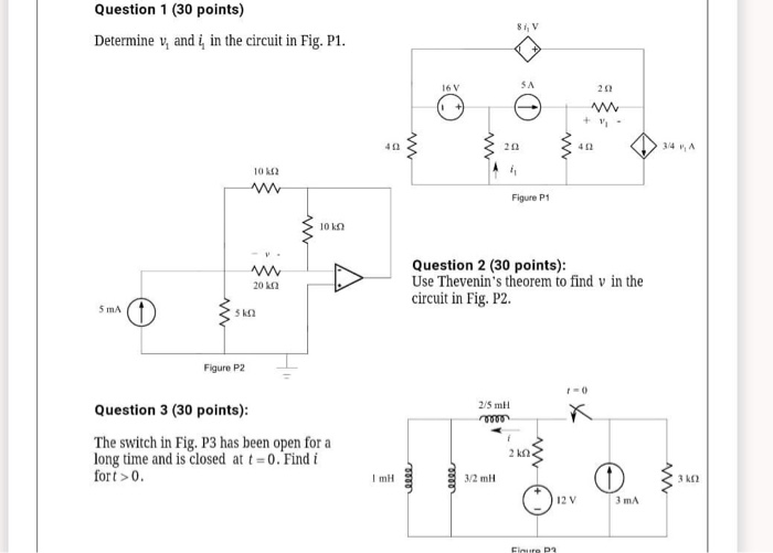 Solved Question 1 (30 points) Determine v, and i, in the | Chegg.com