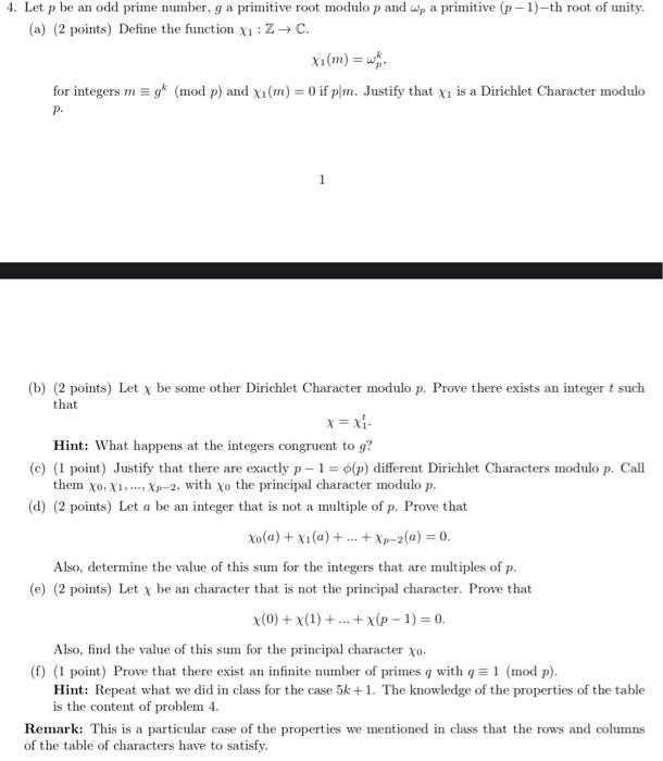 Solved Let P Be An Odd Prime Number, G A Primitive Root | Chegg.com