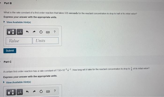 Solved What Is The Rate Constant Of A First Order Reaction Chegg Com