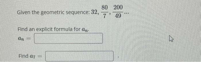 Solved Given the geometric sequence: 32,780,49200… Find an | Chegg.com