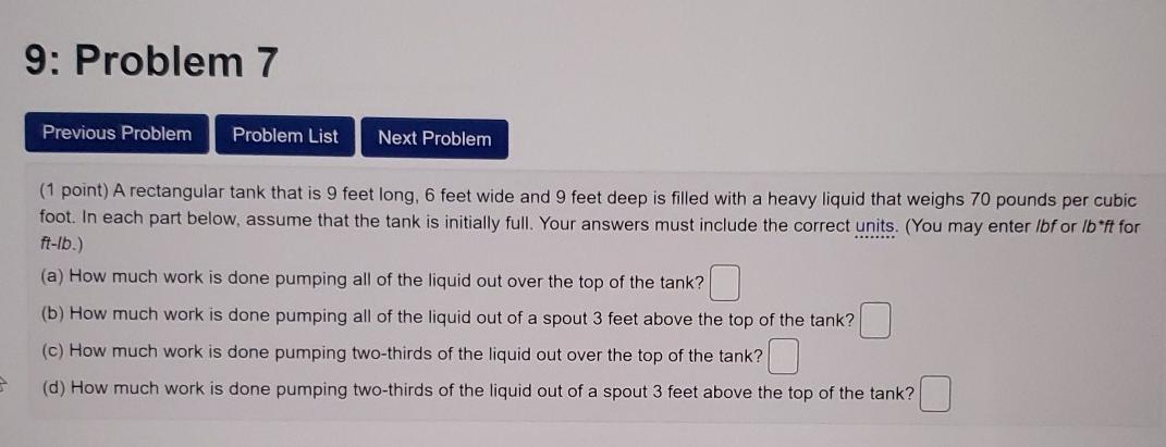 Solved 9: Problem 7 Previous Problem Problem List Next | Chegg.com