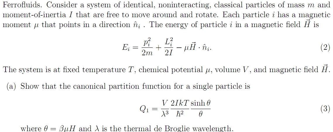 Ferrofluids. Consider a system of identical, | Chegg.com