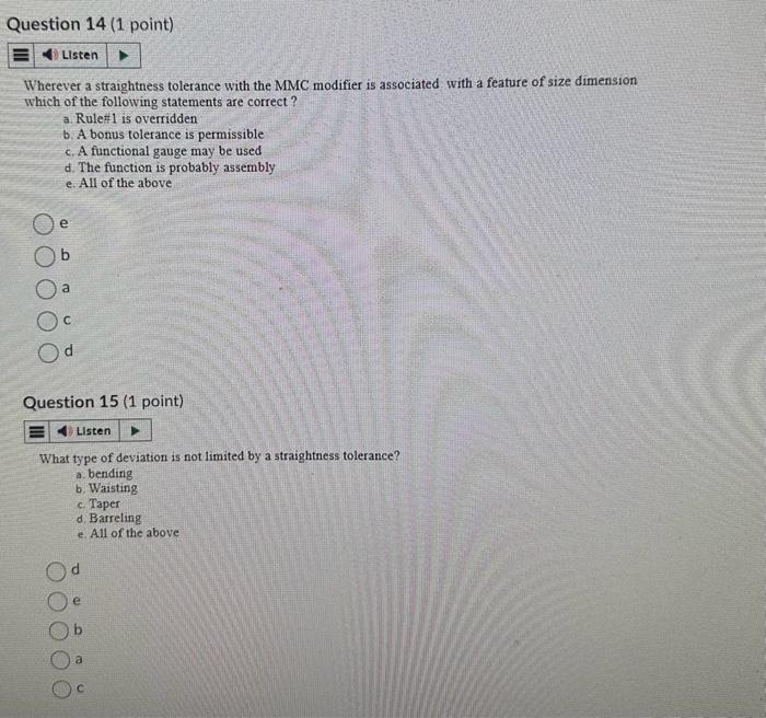 Solved Wherever a straightness tolerance with the MMC