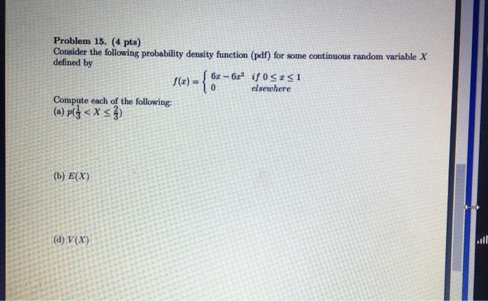 Solved Problem 15. (4 Pts) Consider The Following | Chegg.com