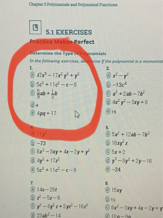 Chapter 5 Polynomials And Polynomial Functions 5 1 Chegg 