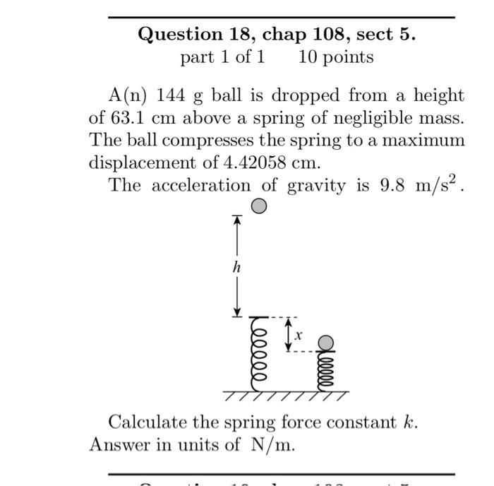 Solved A(n)144 g ball is dropped from a height of 63.1 cm | Chegg.com