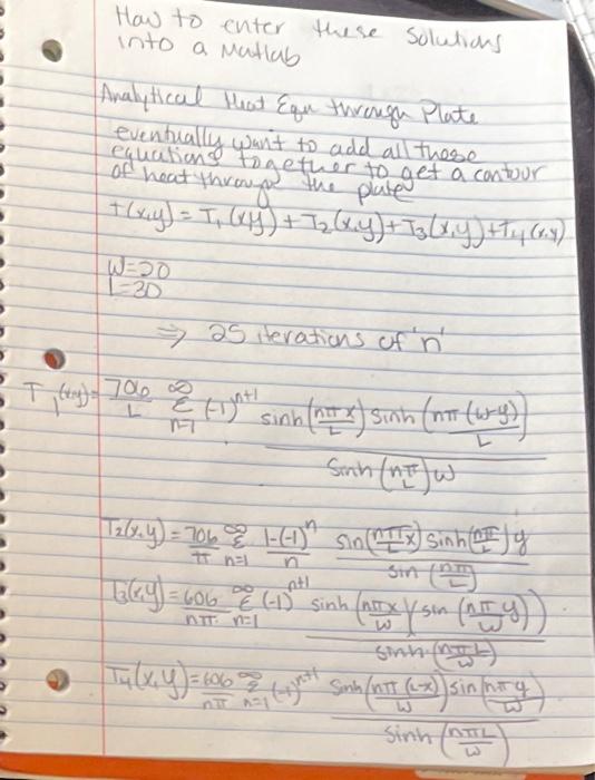 Solved How to enter these solutions into a Matlab Analytical