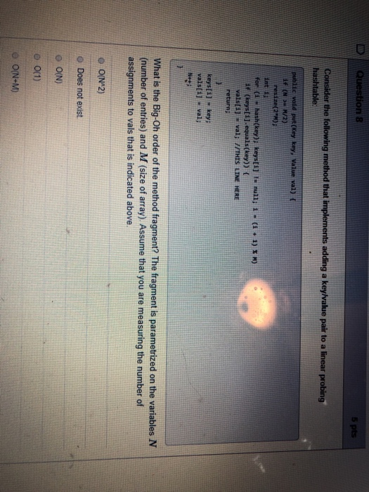 Solved Question 6 5 pts Consider the following method that | Chegg.com