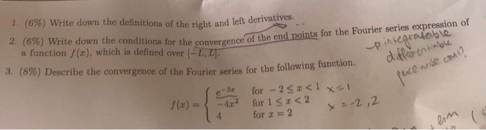 Solved 1. (6%) Write down the definitions of the right and | Chegg.com