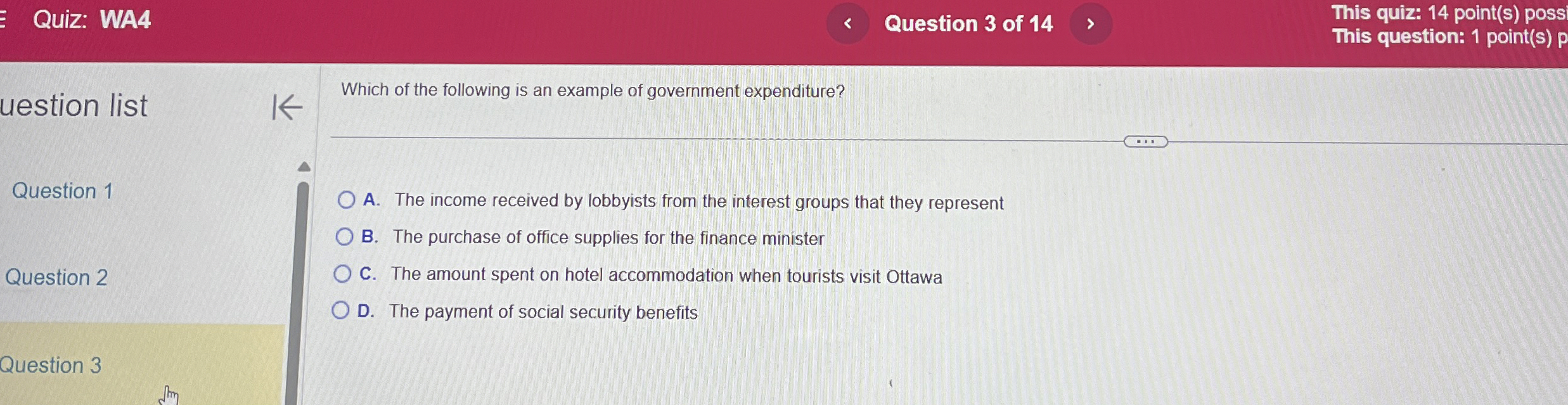 Solved Which of the following is an example of government | Chegg.com