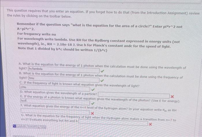 Solved 5 Question Requires That You Enter An Equation. If | Chegg.com