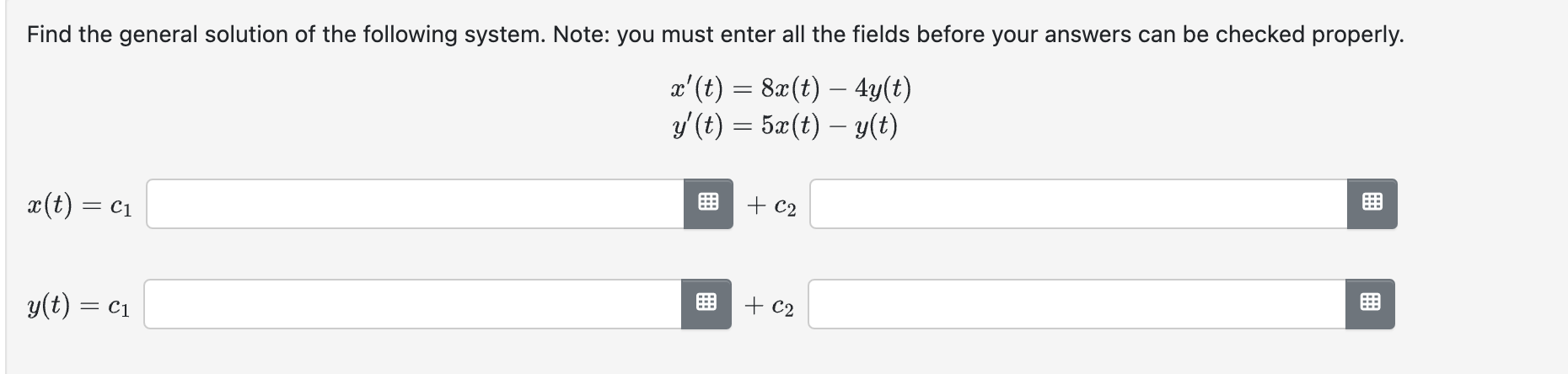 Solved Find the general solution of the following system. | Chegg.com