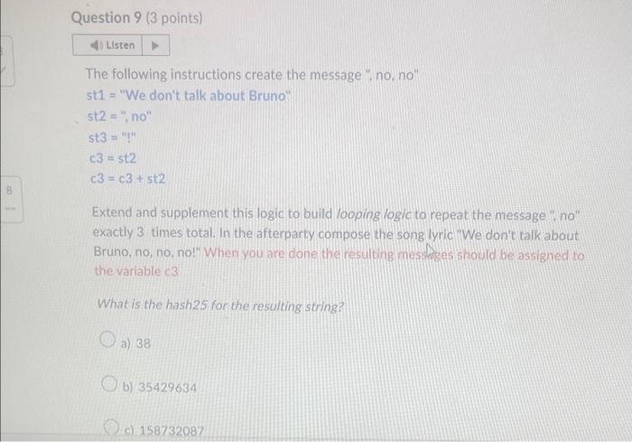 Solved The Following Instructions Create The Message "no, | Chegg.com