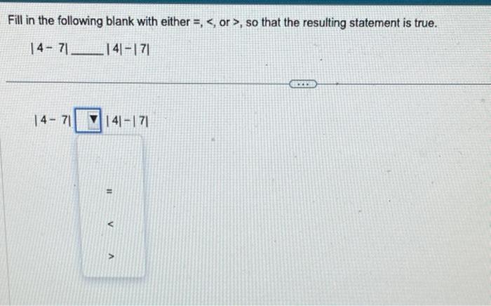 Solved Fill in the following blank with either =, , so | Chegg.com