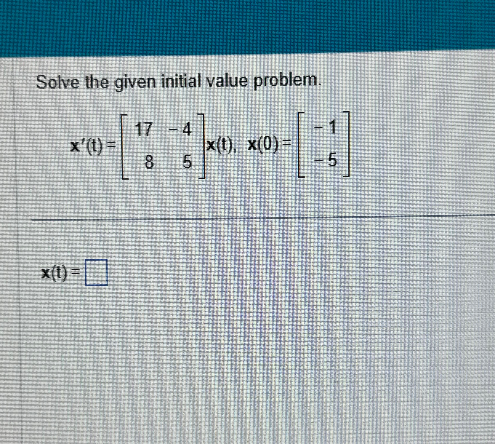 Solved Solve the given initial value | Chegg.com