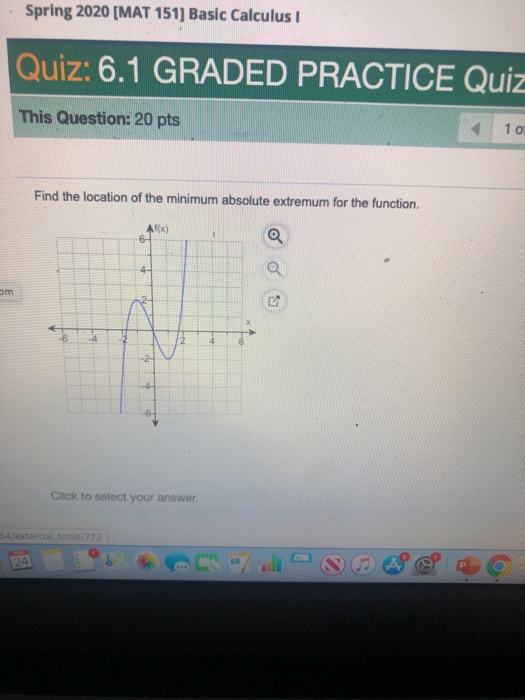 Solved · Spring 2020 [MAT 151] Basic Calculus Quiz 6.1