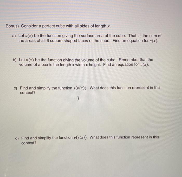 Solved Bonus) Consider a perfect cube with all sides of | Chegg.com