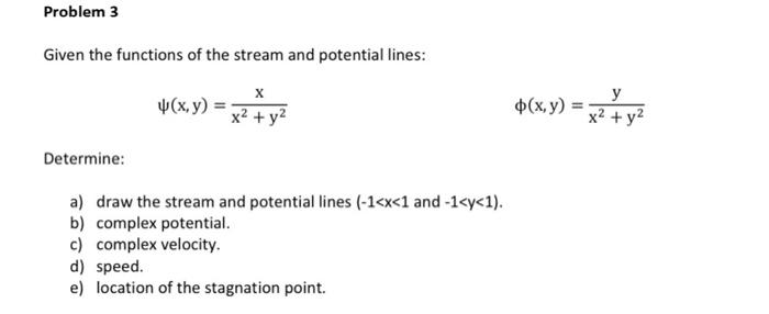 Solved Problem 3 Given the functions of the stream and | Chegg.com